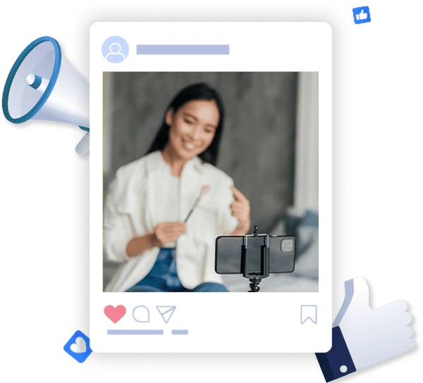 Woman creating social media content for Facebook ad campaign